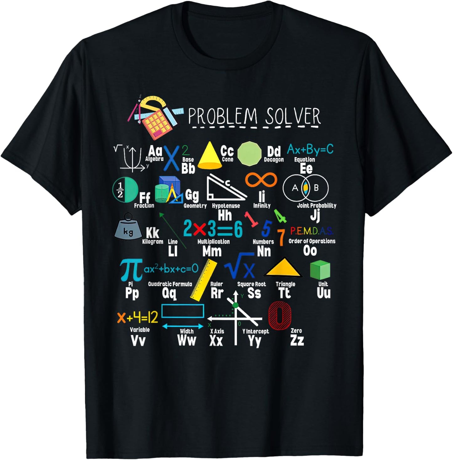 Problem Solver Funny Math Alphabet ABC Teacher Students T-Shirt - T-Shirt | Black