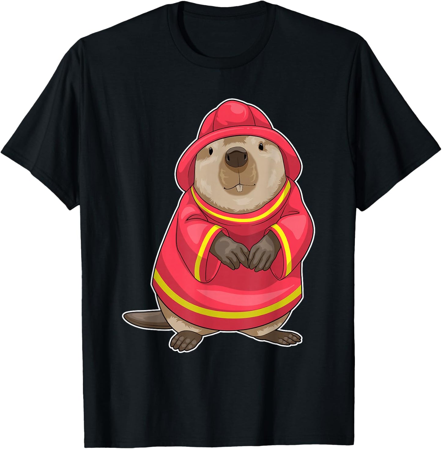 Beaver Firefighter Fire helmet Fire department T-Shirt - T-Shirt | Black
