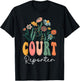 Retro Groovy floral Court Reporter Wildflower T-Shirt - T-Shirt | Black