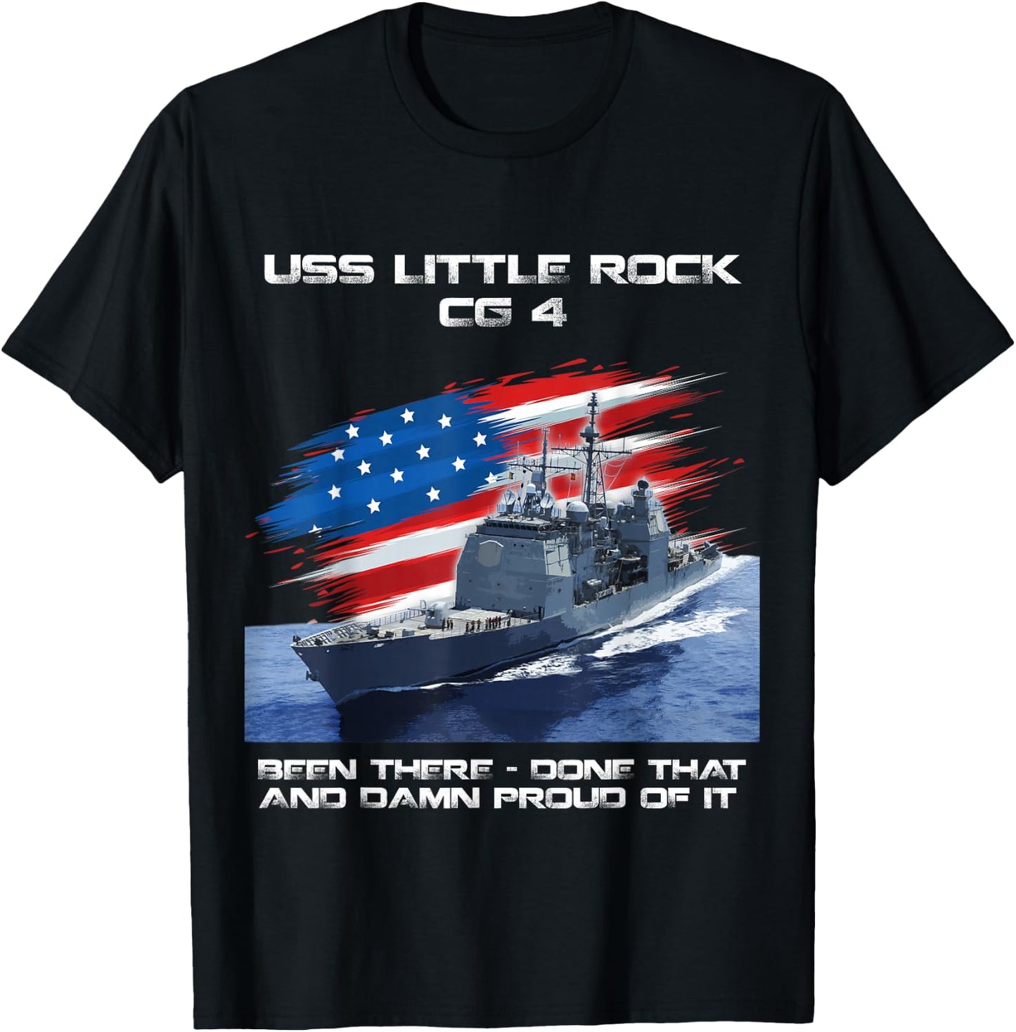 USS Little Rock CG-4 Class Cruiser American Flag Veteran Women Men T-Shirt - T-Shirt | Black