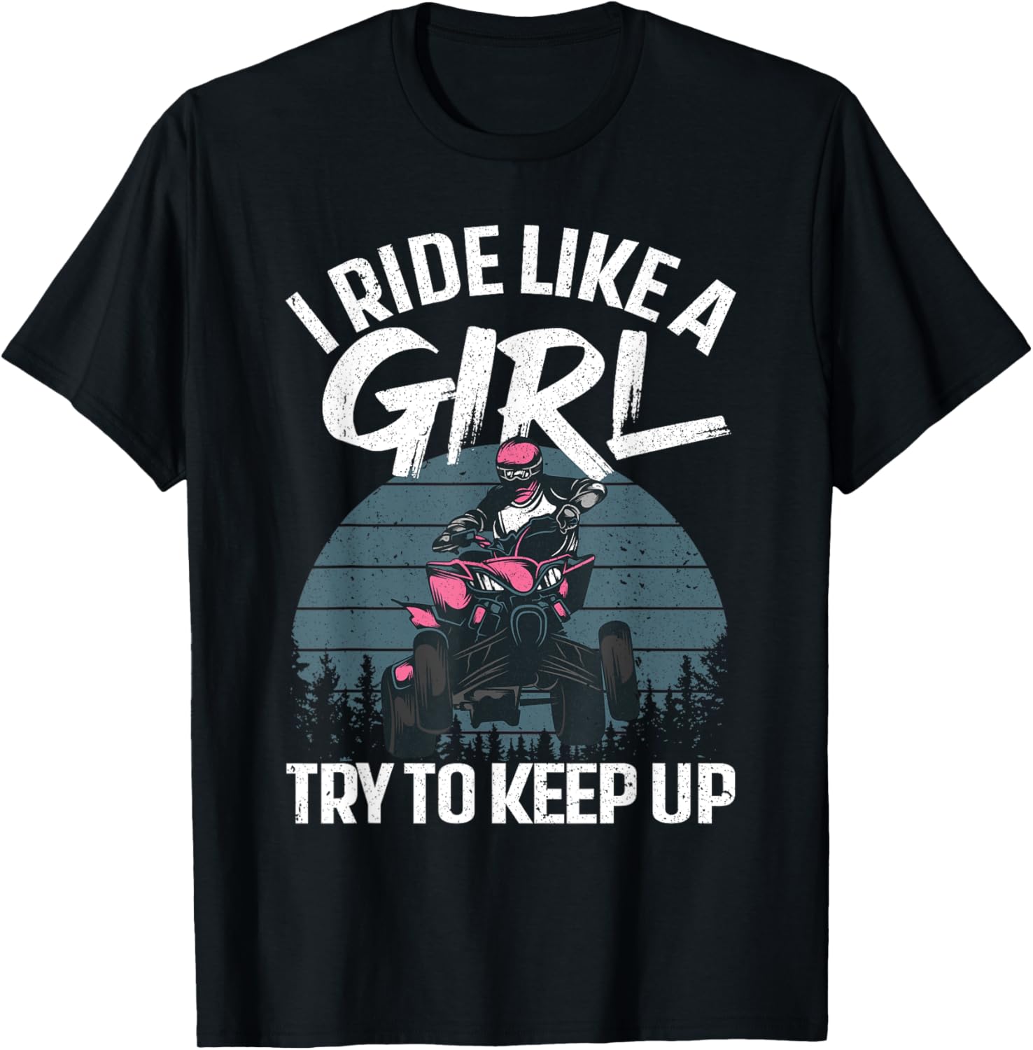Funny ATV 4 Wheeler Design For Girls Kids Women Quad Riding T-Shirt - T-Shirt | Black