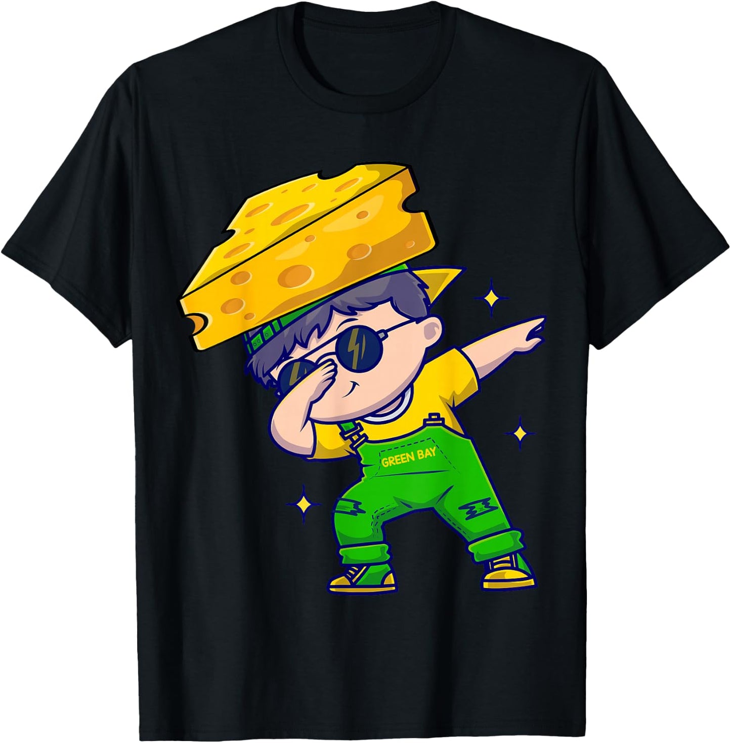 Funny Green Bay Dabbing Cheese hat T-Shirt - T-Shirt | Black