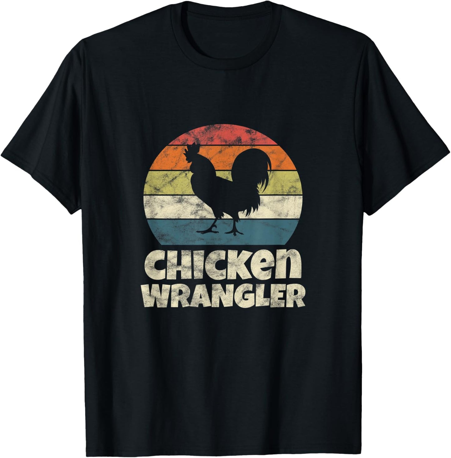 Chicken Wrangler Farmer Rooster Farming Vintage T-Shirt - T-Shirt | Black