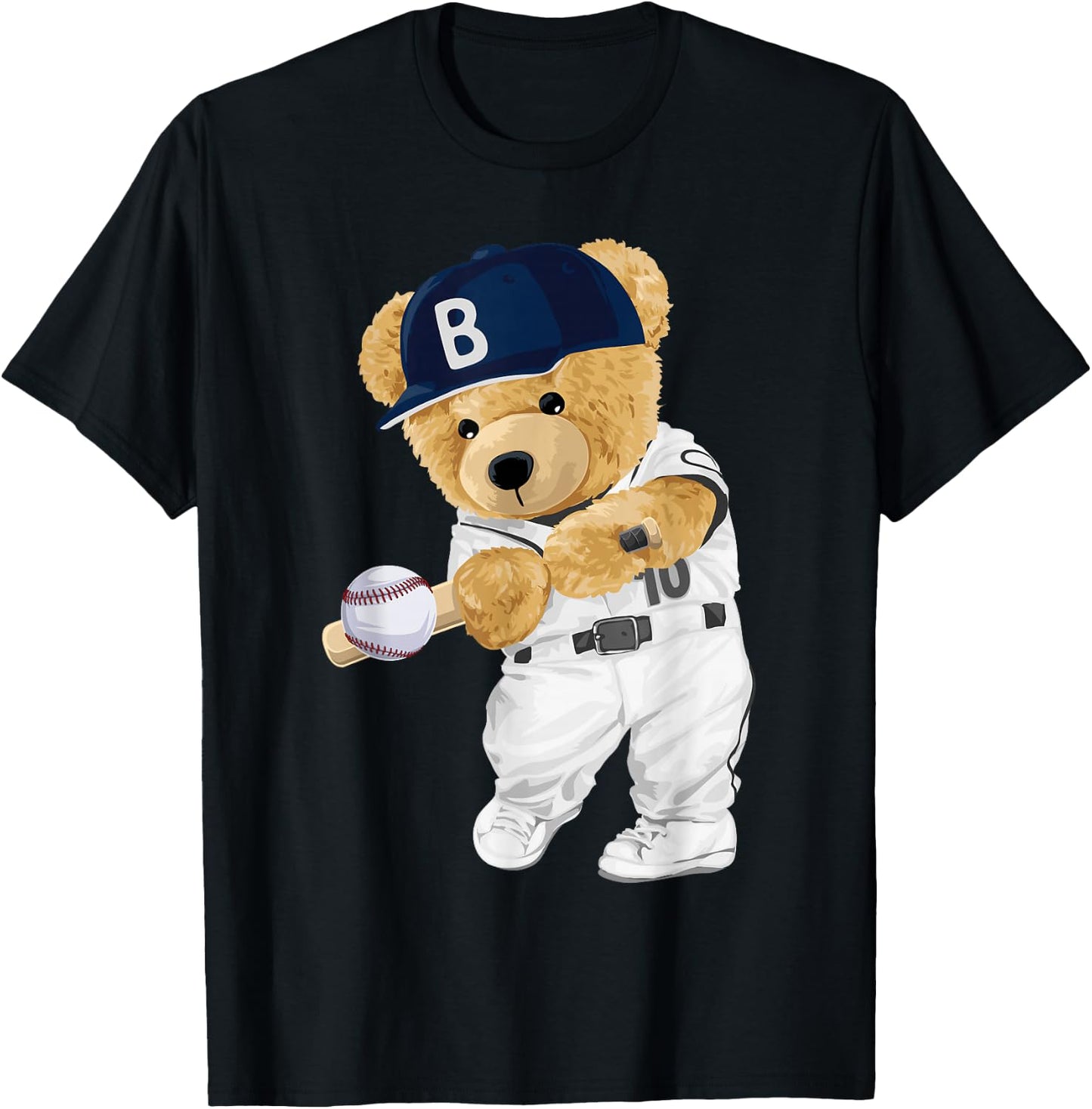 Cute teddy bear baseball hitter T-Shirt - T-Shirt | Black