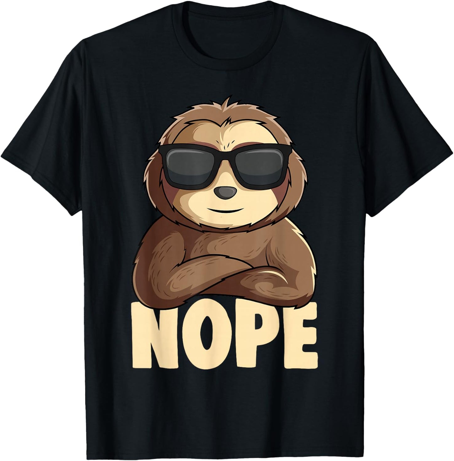 Nope Sloth Women Kids Girls Boys Youth T-Shirt - T-Shirt | Black