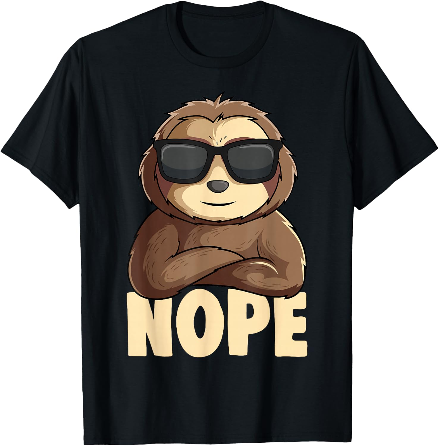 Nope Sloth Women Kids Girls Boys Youth T-Shirt - T-Shirt | Black