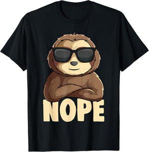 Nope Sloth Women Kids Girls Boys Youth T-Shirt - T-Shirt | Black