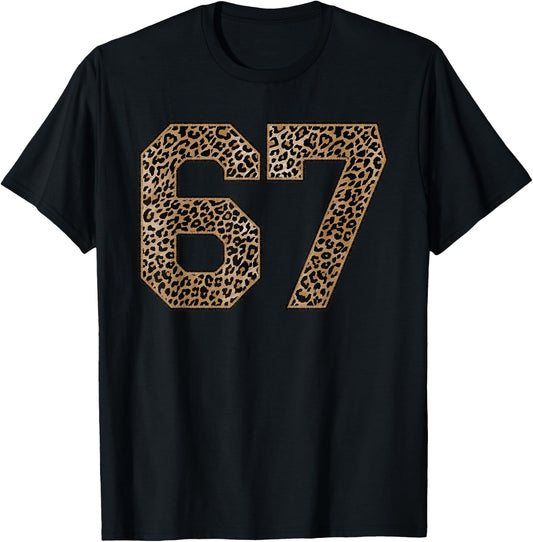 Leopard Number 67 Athlete Sports Jersey Supporter Fanwear T-Shirt - T-Shirt | Black