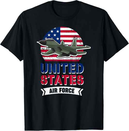 United States Air Force | US American Flag | Plane Fighter T-Shirt - T-Shirt | Black
