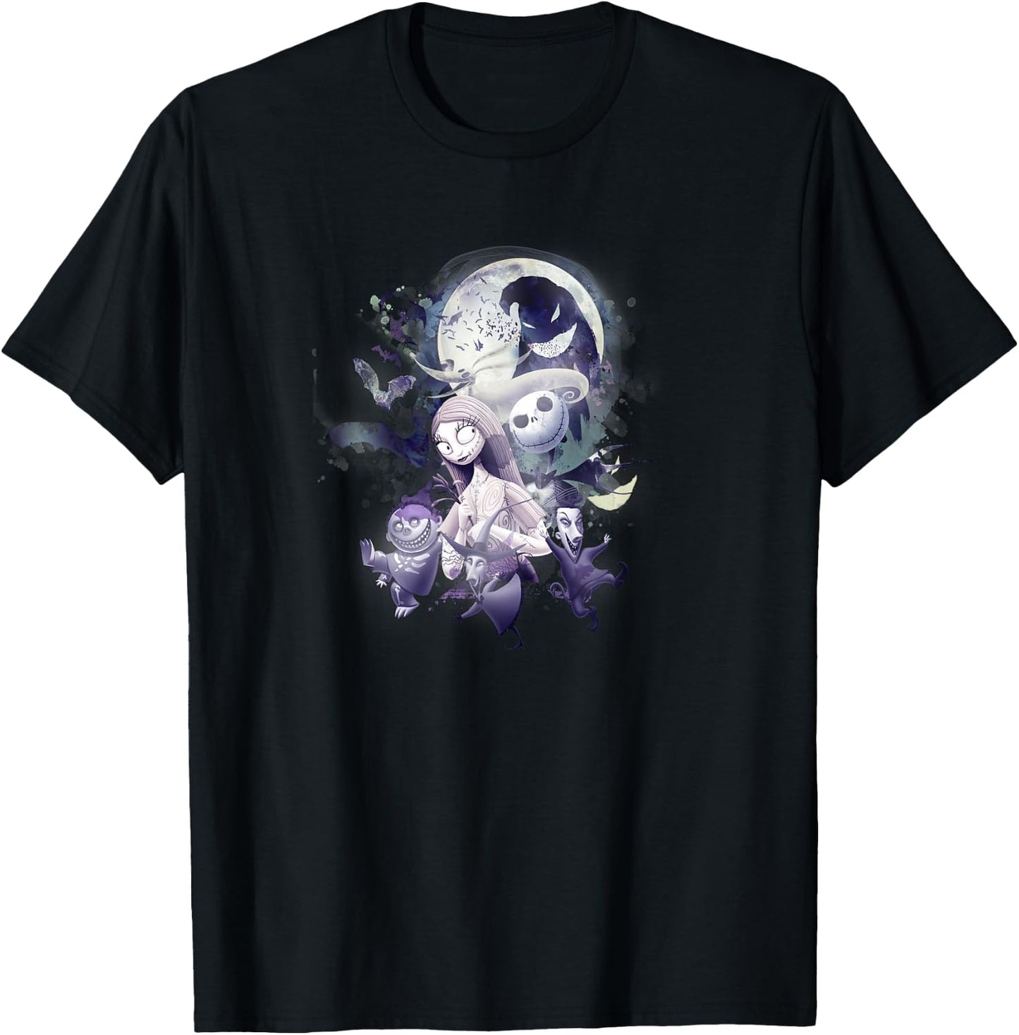 Disney The Nightmare Before Christmas Moon Glow Group T-Shirt - T-Shirt | Black