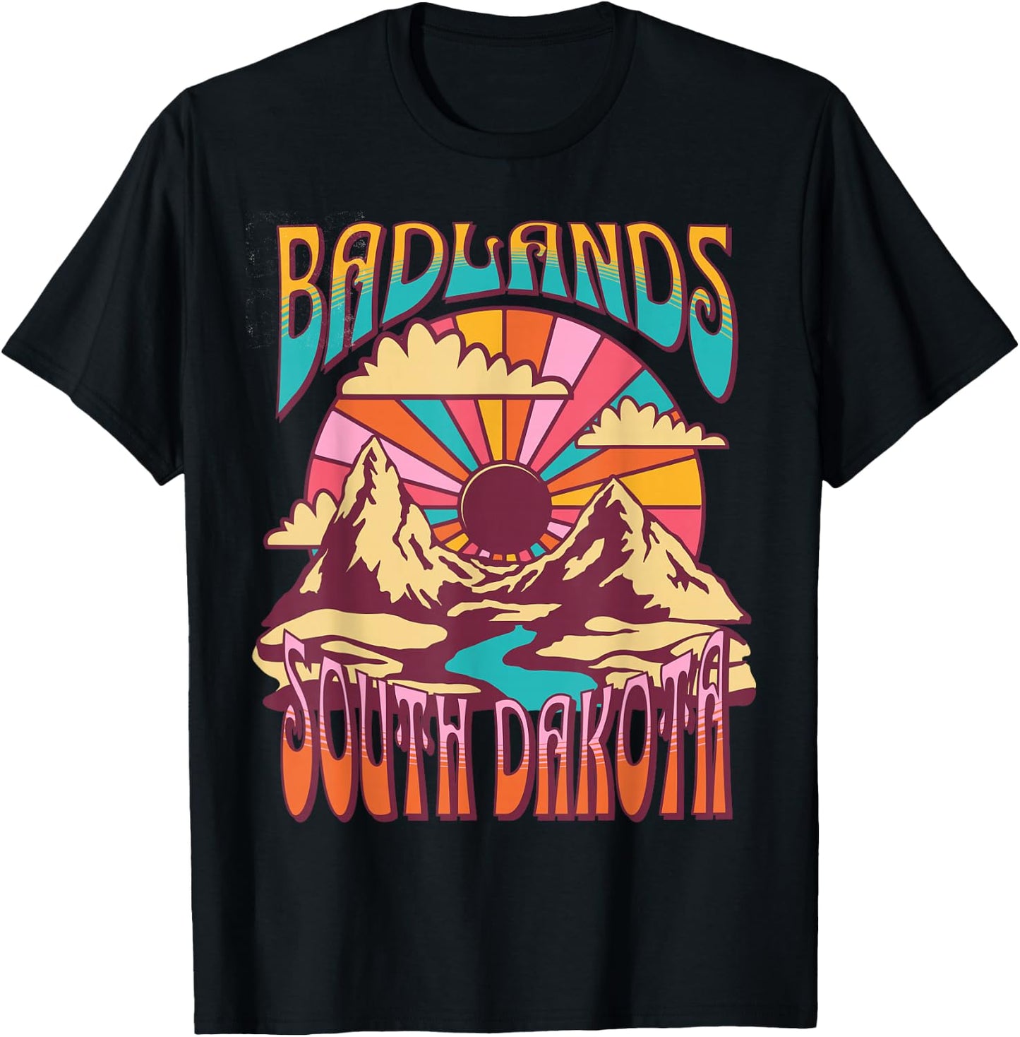 Badlands South Dakota Nature Hiking Mountains Outdoors T-Shirt - T-Shirt | Black