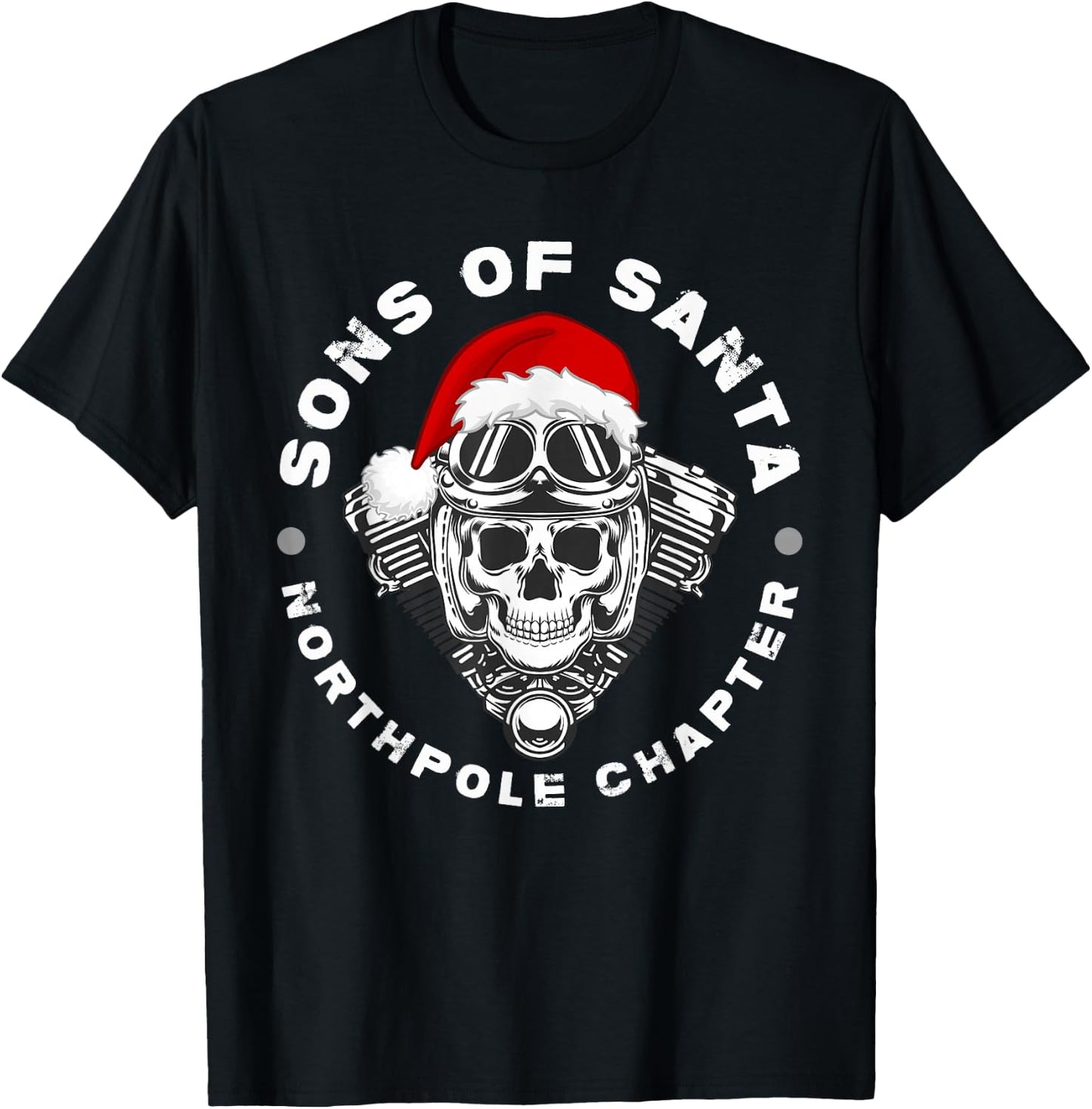Funny Santa Biker Motorcycle Xmas Christmas 2025 T-Shirt - T-Shirt | Black