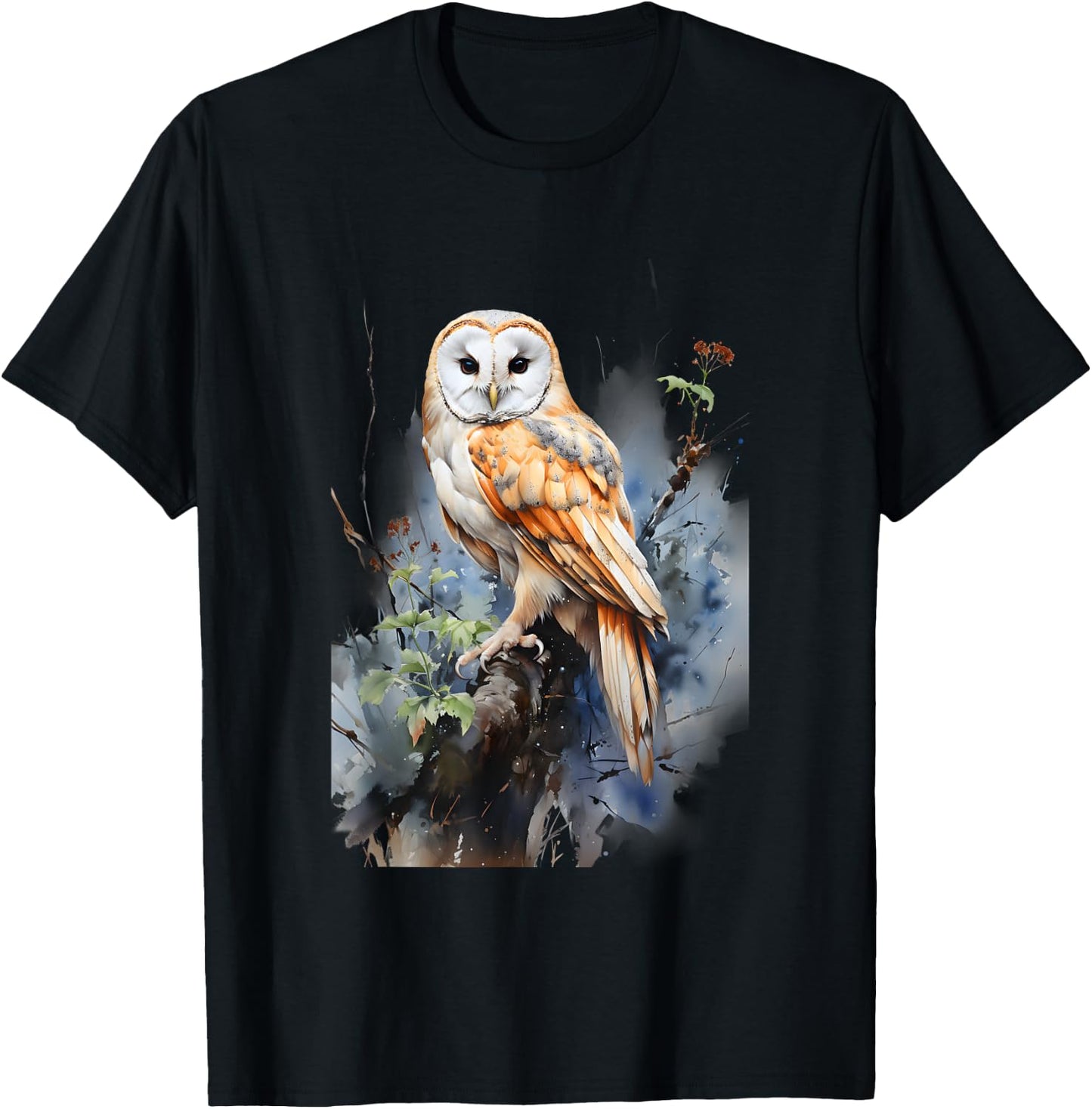 Gift Owl Barn Owl Realistic Nature Fleeting T-Shirt - T-Shirt | Black