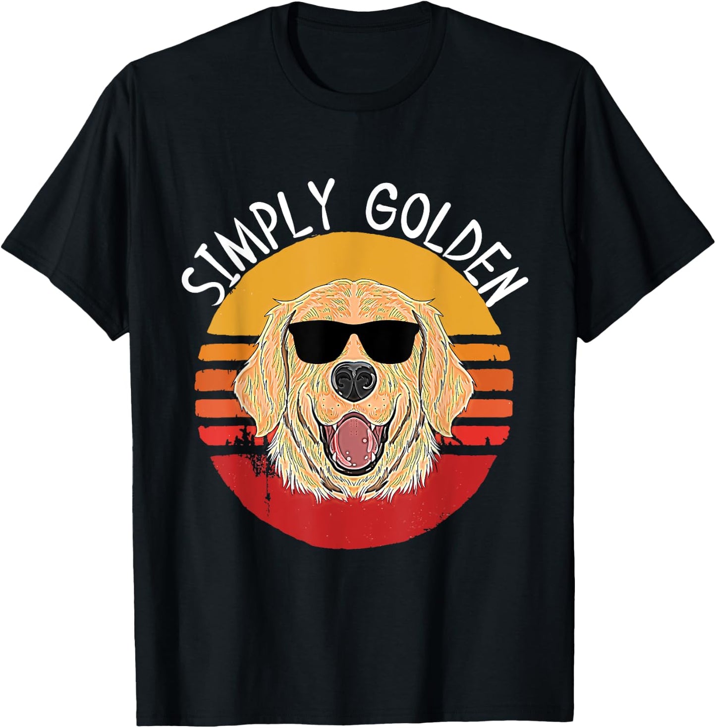Retro White English Cream Golden Retriever Simply Golden T-Shirt - T-Shirt | Black