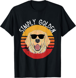 Retro White English Cream Golden Retriever Simply Golden T-Shirt - T-Shirt | Black