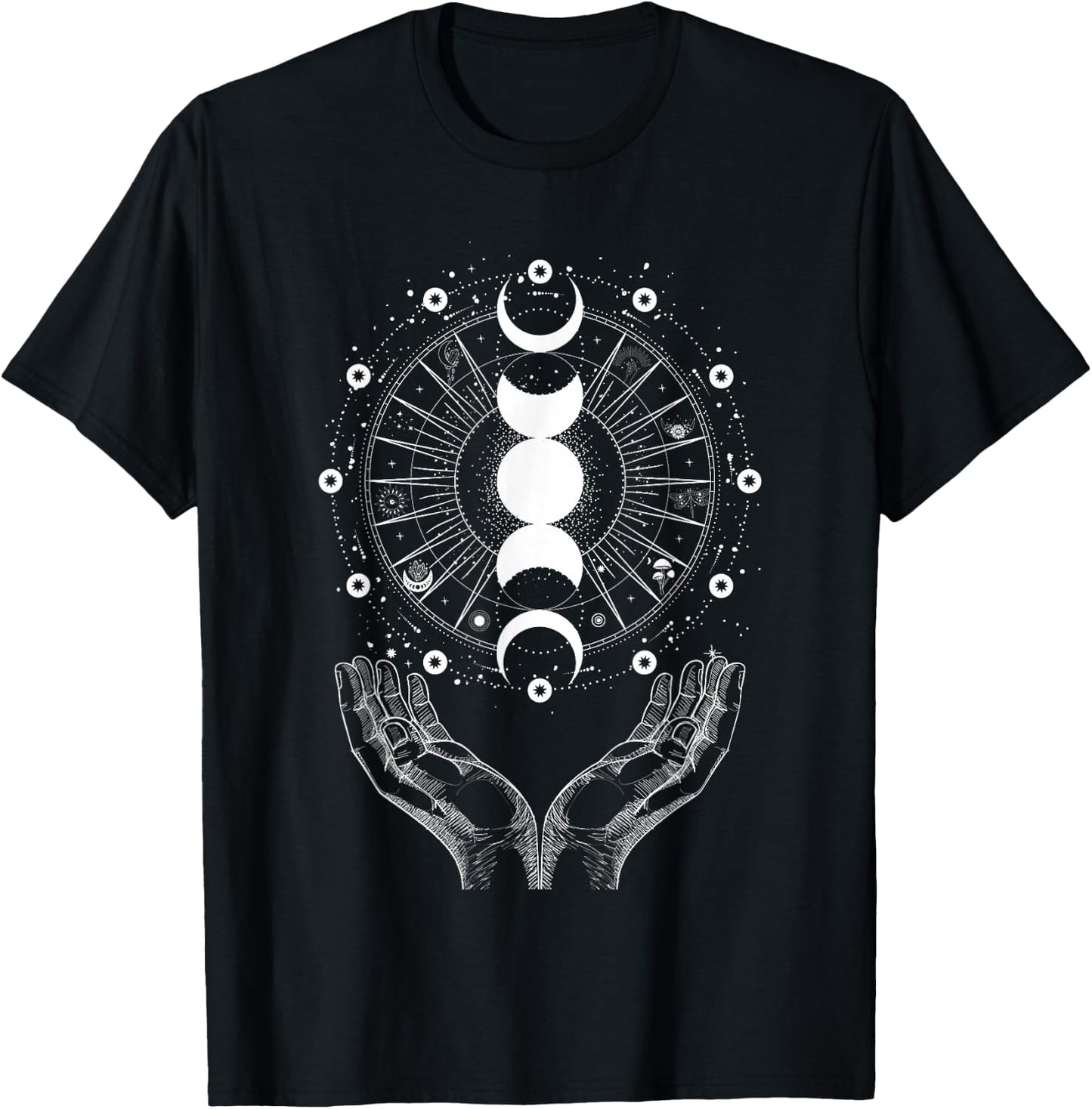 Celestial Moon Phases Astrology Enchantment T-Shirt - T-Shirt | Black