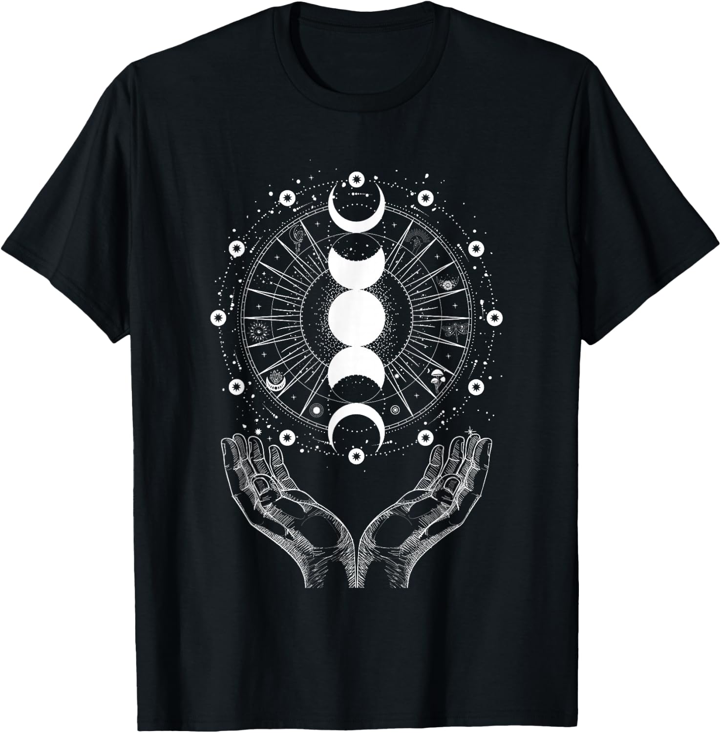 Celestial Moon Phases Astrology Enchantment T-Shirt - T-Shirt | Black