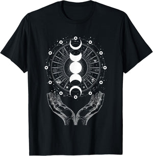 Celestial Moon Phases Astrology Enchantment T-Shirt - T-Shirt | Black