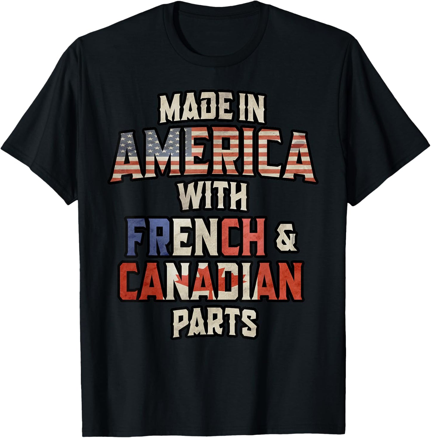 Canadian And French Made In America Mix Heritage Vintage T-Shirt - T-Shirt | Black