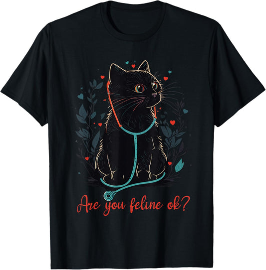 Retro Cat Nurse Gifts Nurse Week Gifts Funny Nurse T-Shirt - T-Shirt | Black