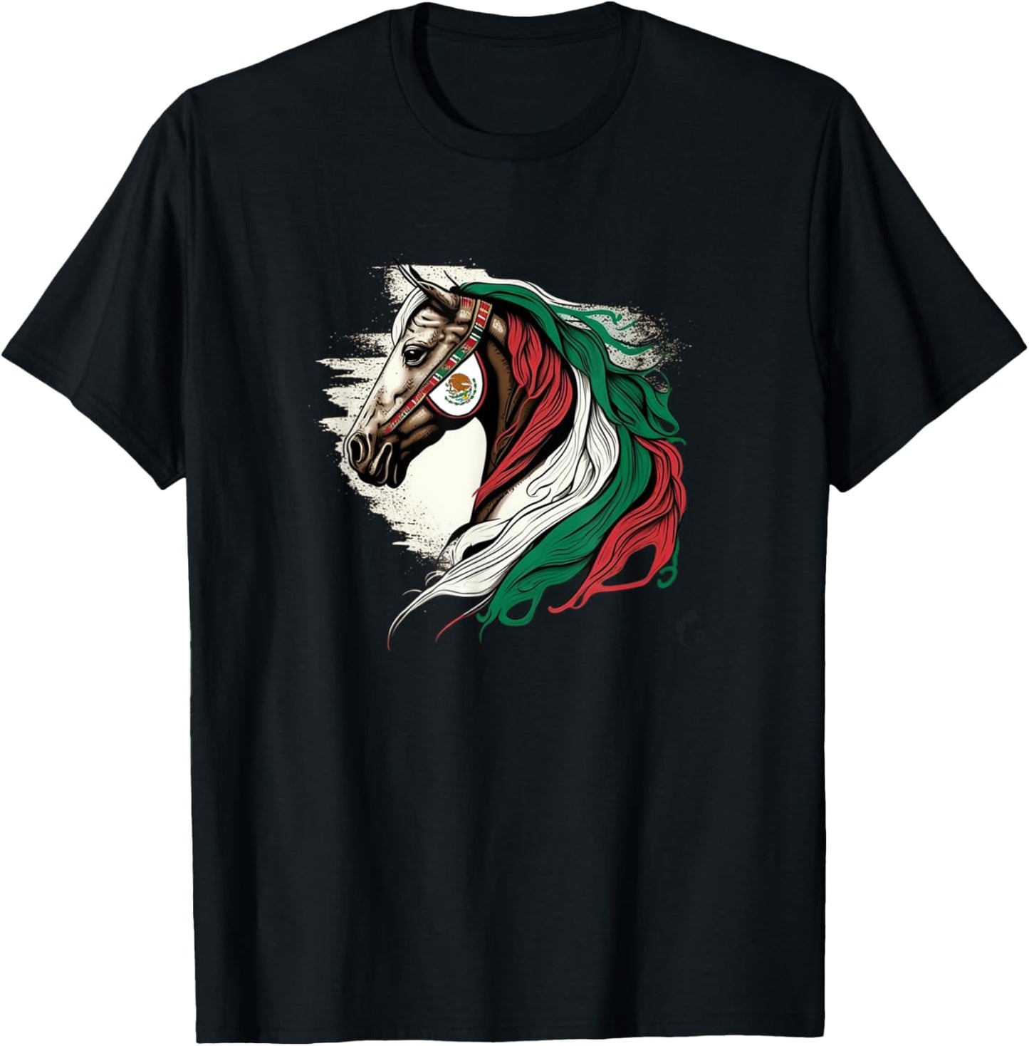 Mexican Horse - Riding Mexico Flag T-Shirt - T-Shirt | Black