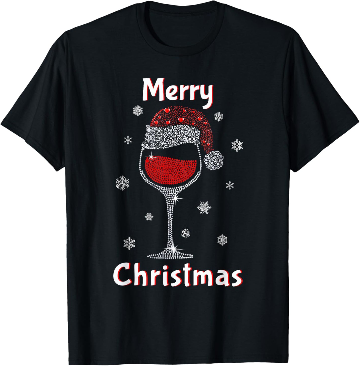 Christmas outfit women wine glass funny Christmas T-Shirt - T-Shirt | Black