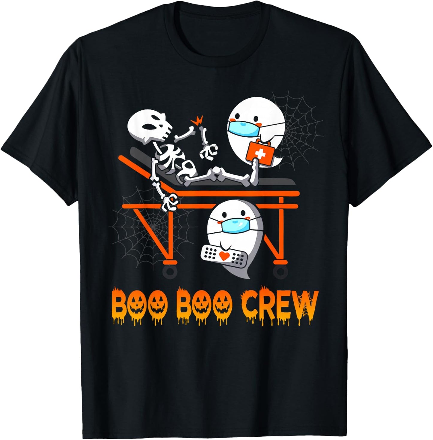 Paramedic EMS Skeleton Boo Boo Crew Halloween T-Shirt - T-Shirt | Black