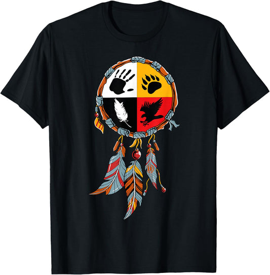 Native American Medicine Wheel Indigenous T-Shirt - T-Shirt | Black