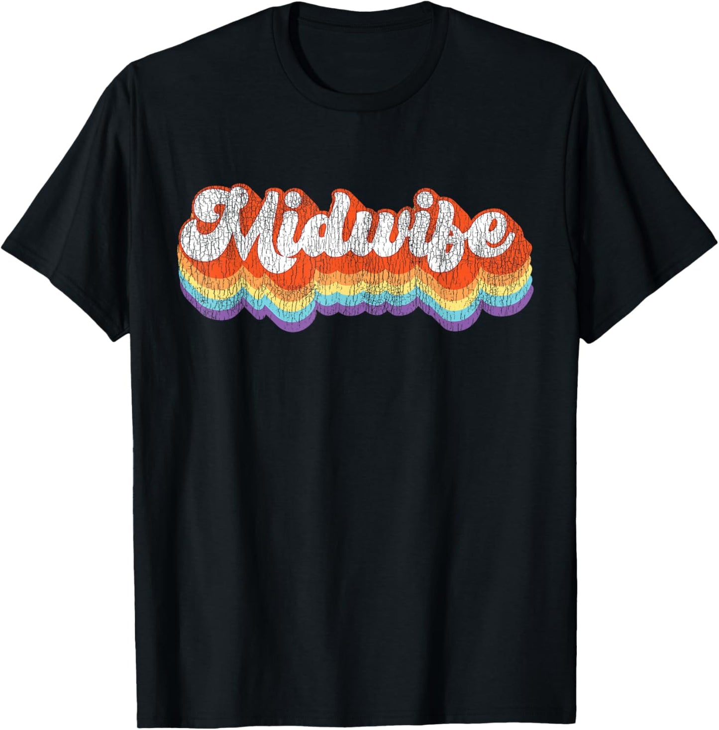 Nurse Midwife Birth Worker Retro Vintage Midwife T-Shirt - T-Shirt | Black