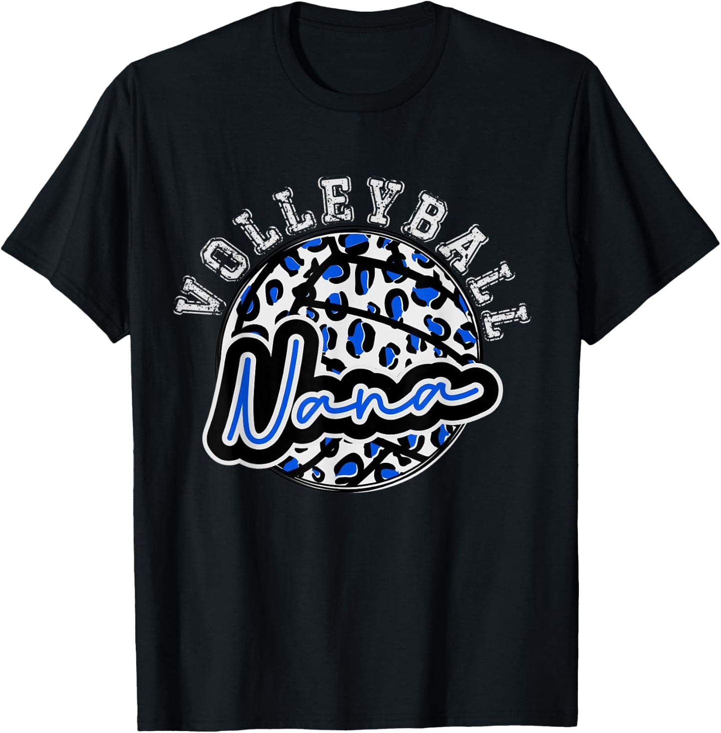 Leopard Cheetah Volleyball Blue Nana Shirt Trendy T-Shirt - T-Shirt | Black