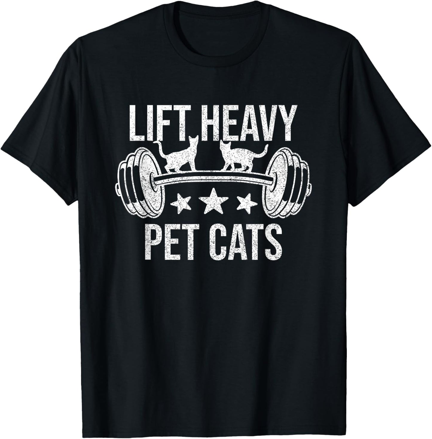 Lift Heavy Pet Cats Bodybuilding Weightlifting Cat Lover T-Shirt - T-Shirt | Black