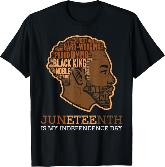 Juneteenth Black King Independence Day Melanin Dad Men Teens T-Shirt - T-Shirt | Black