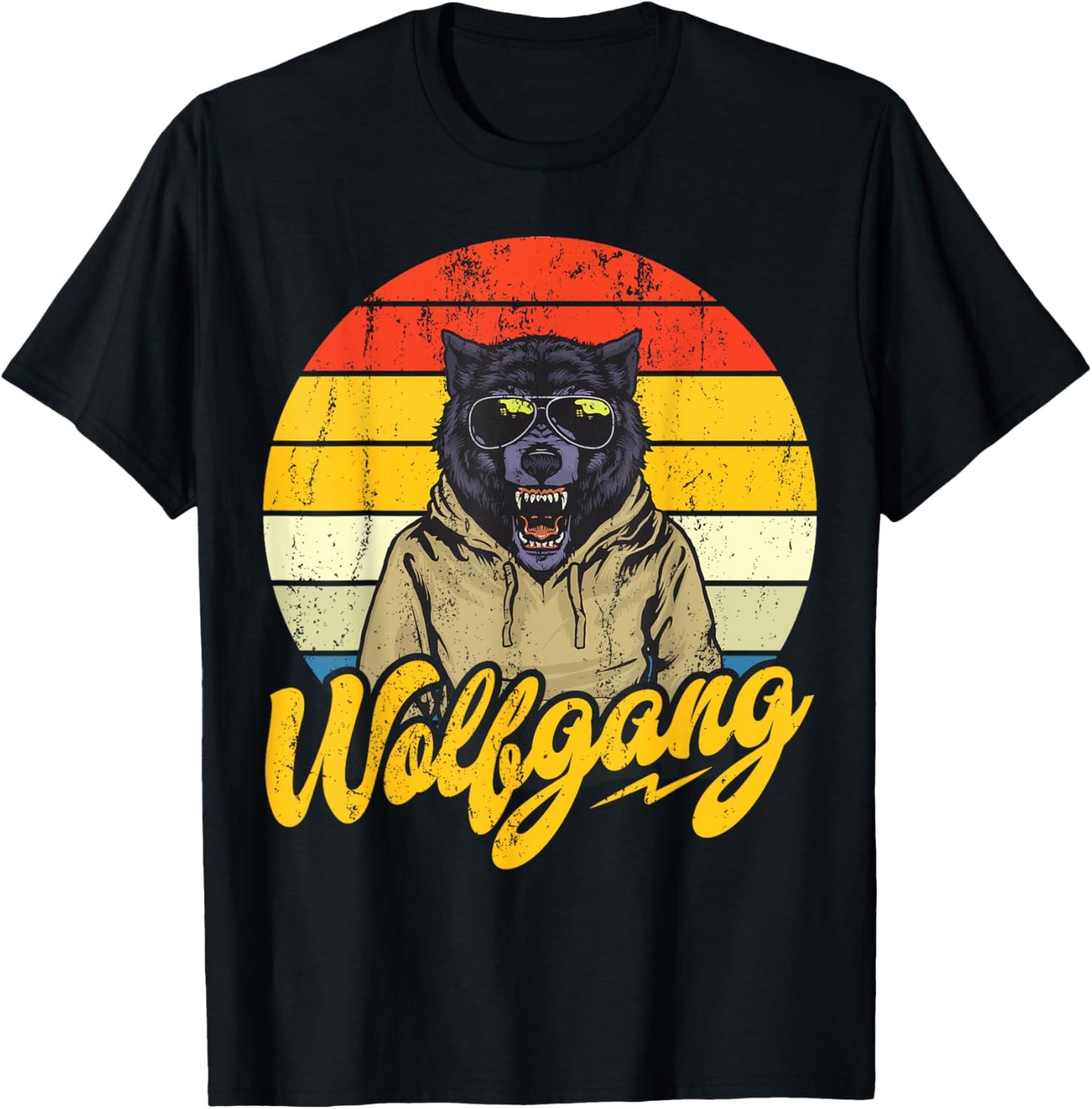 Wolfgang Name Wolf Outfit On The Name Day With Named Name T-Shirt - T-Shirt | Black