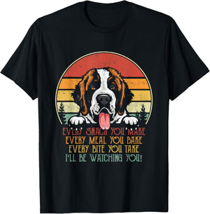 Vintage I'll Be Watching You St Bernard Stalker Dog Owner Men Women T-Shirt - T-Shirt | Black