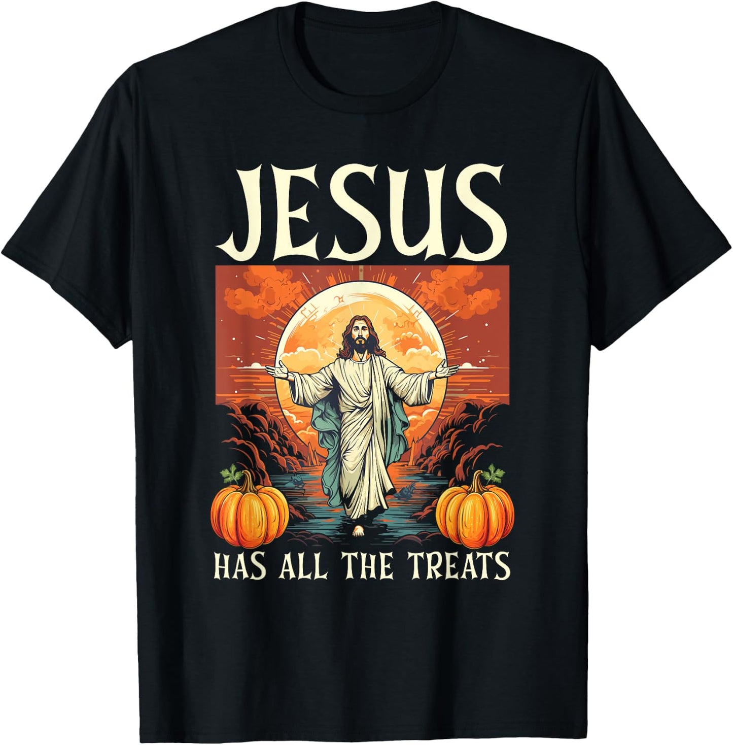 Christian Halloween Jesus Christ Trick Or Treat Christianity T-Shirt - T-Shirt | Black