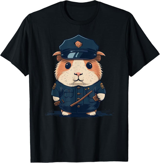 Police Officer Guinea Pig Cop on Police Guinea Pig T-Shirt - T-Shirt | Black