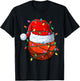 Christmas Basketball Xmas Santa Sports Hat Ball Kids Boy Men T-Shirt - T-Shirt | Black