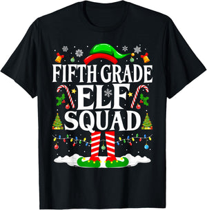 5th Grade Elf Squad Xmas Funny Christmas Fifth Grade Elf T-Shirt - T-Shirt | Black