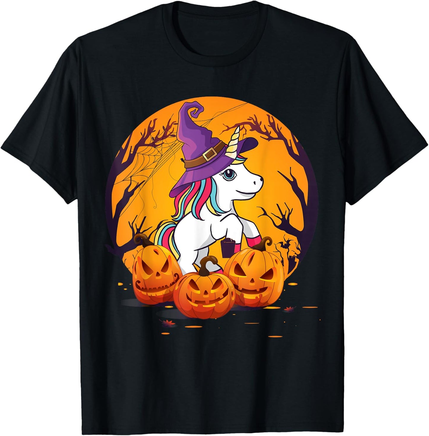 Fun Halloween Shirt Girls Kids Witchy Unicorn Halloween T-Shirt - T-Shirt | Black