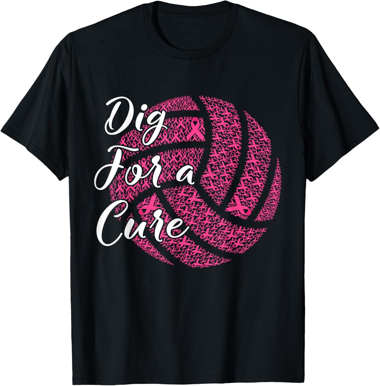 Dig For A Cure Breast Cancer Awareness Volleyball Pink T-Shirt - T-Shirt | Black