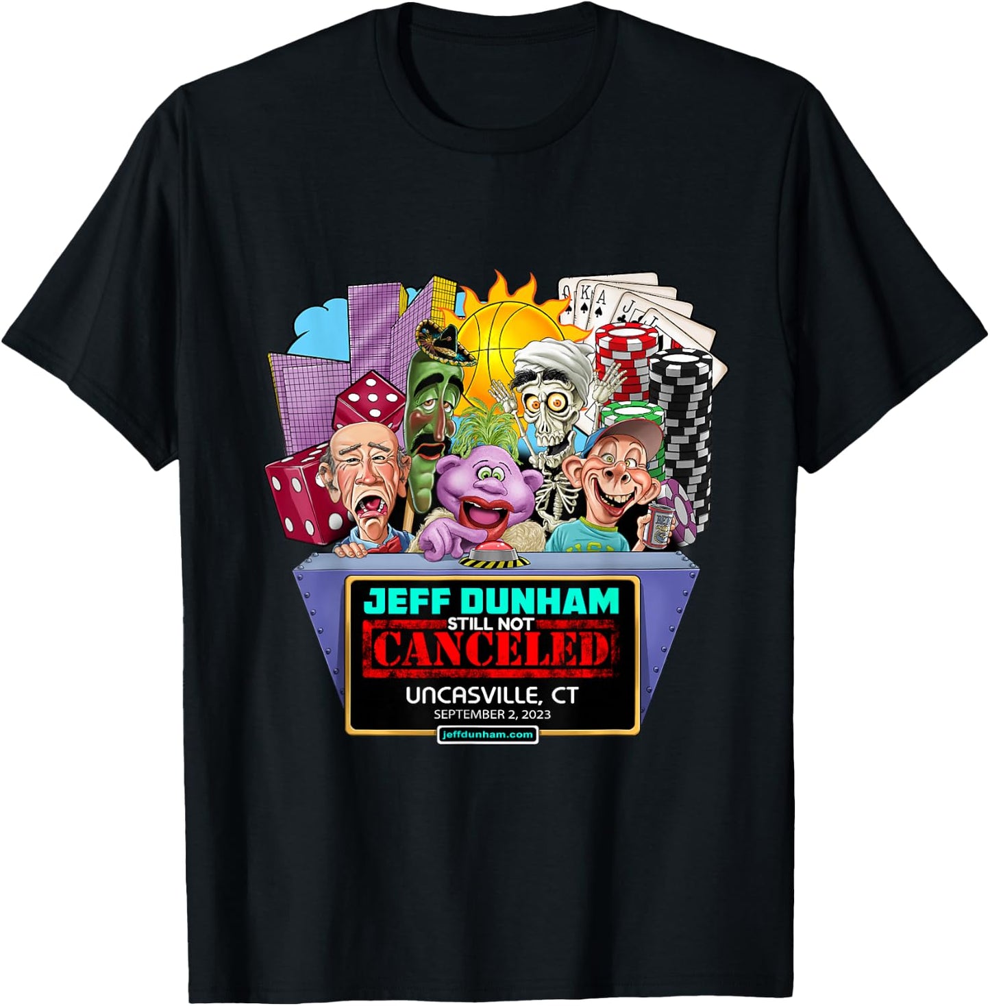 Jeff Dunham Uncasville, CT (2023) T-Shirt - T-Shirt | Black