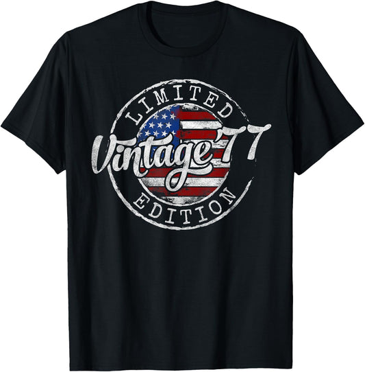 Vintage 1977 48th Birthday Gifts Women 48 Year Old T-Shirt - T-Shirt | Black