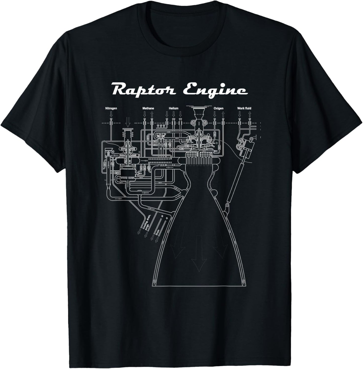 Raptor engine blueprint T-Shirt - T-Shirt | Black