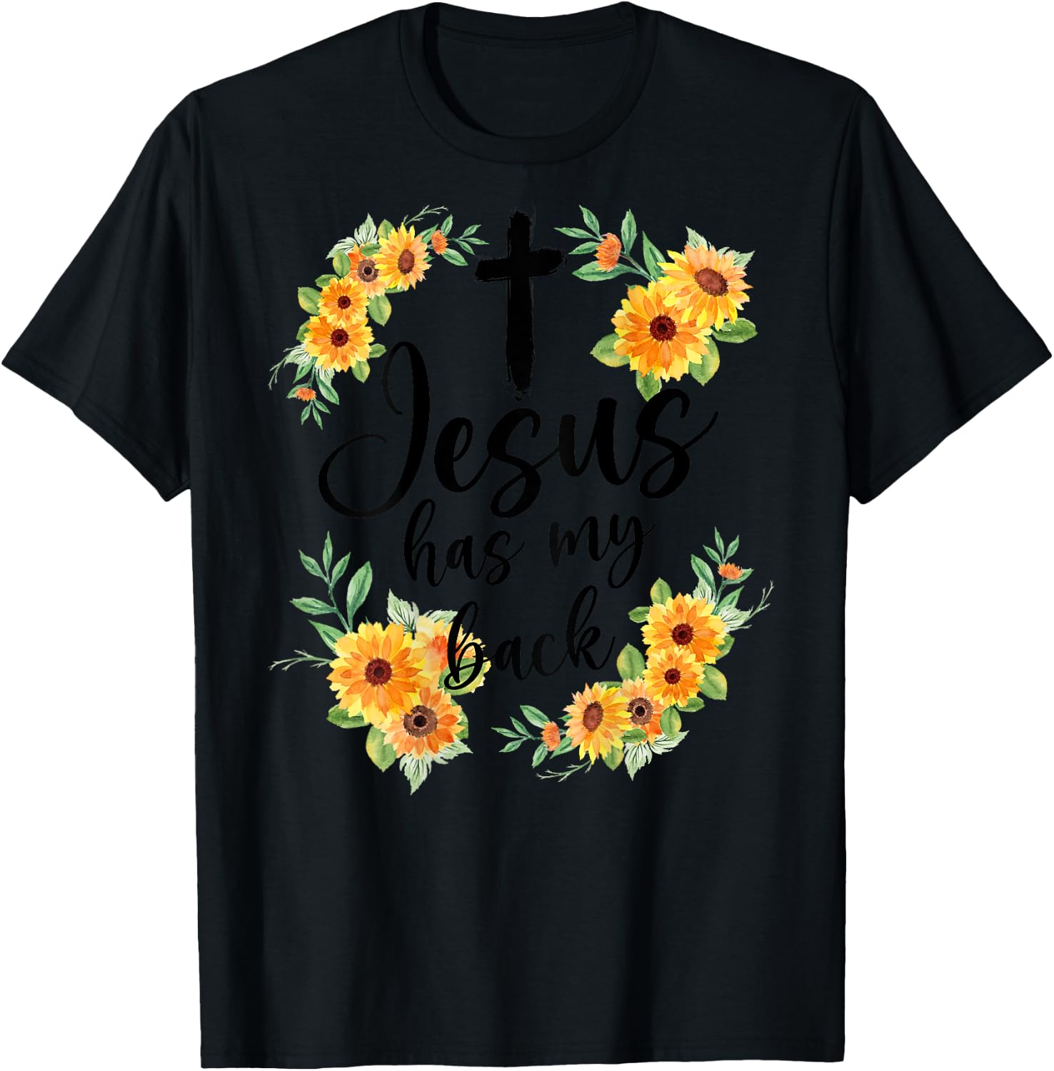 Jesus Has My Back (On Back) Women T-Shirt - T-Shirt | Black