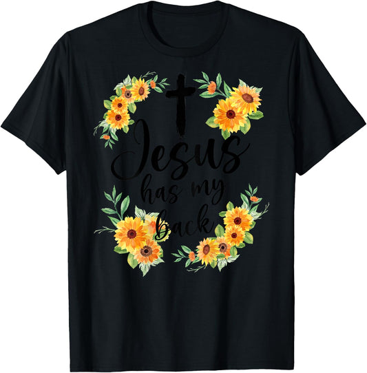 Jesus Has My Back (On Back) Women T-Shirt - T-Shirt | Black