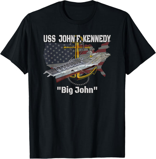 Aircraft Carrier USS John F. Kennedy CV-67 CVA-67 Veterans T-Shirt - T-Shirt | Black