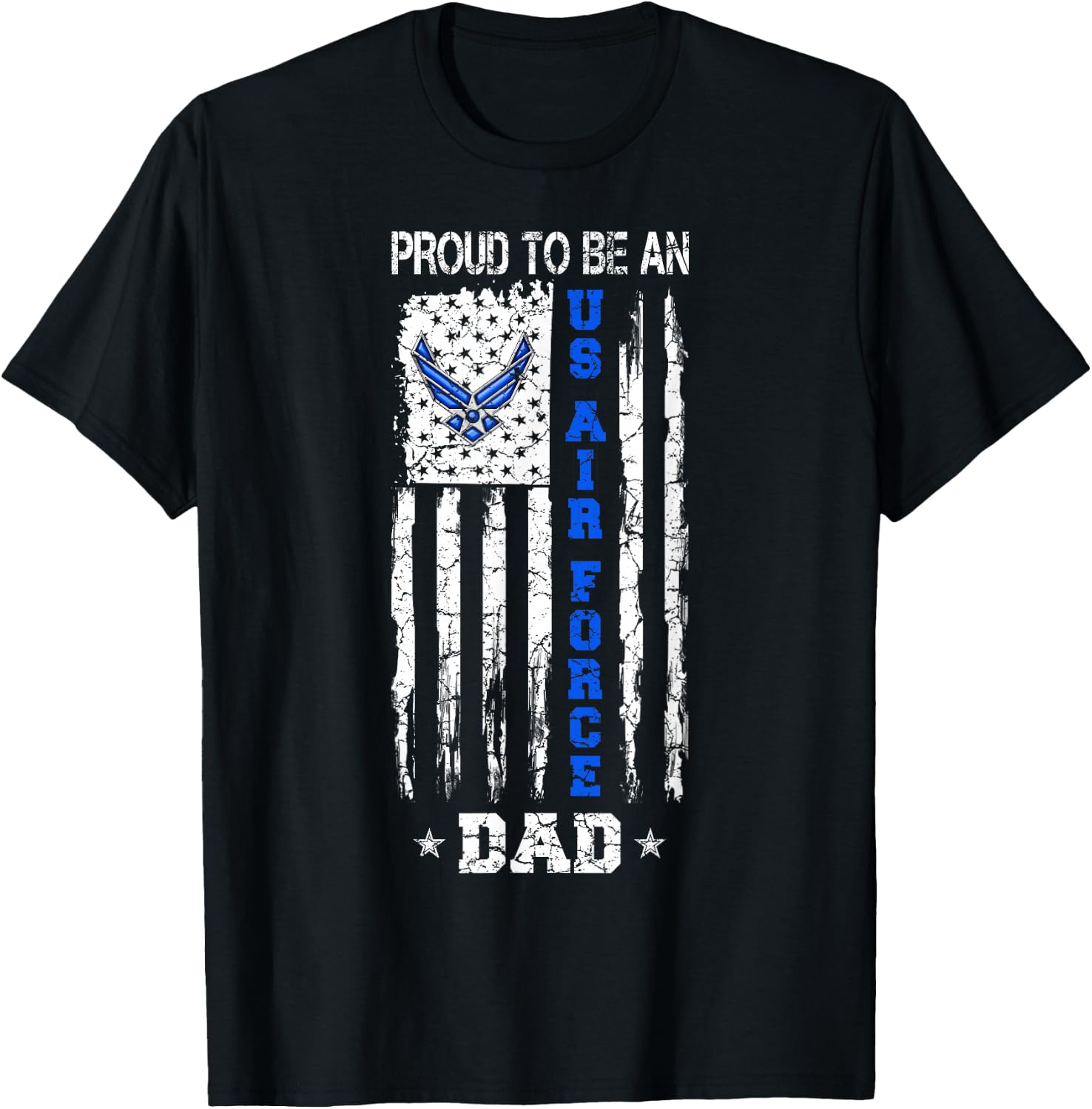 Vintage USA Flag Proud to Be an US Air Force Dad T-Shirt - T-Shirt | Black