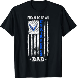Vintage USA Flag Proud to Be an US Air Force Dad T-Shirt - T-Shirt | Black