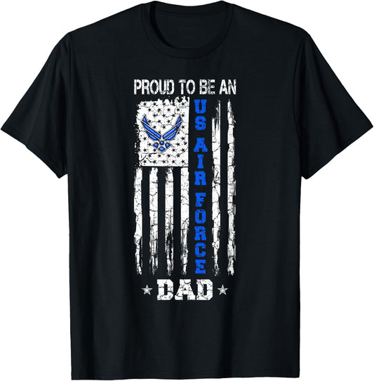 Vintage USA Flag Proud to Be an US Air Force Dad T-Shirt - T-Shirt | Black