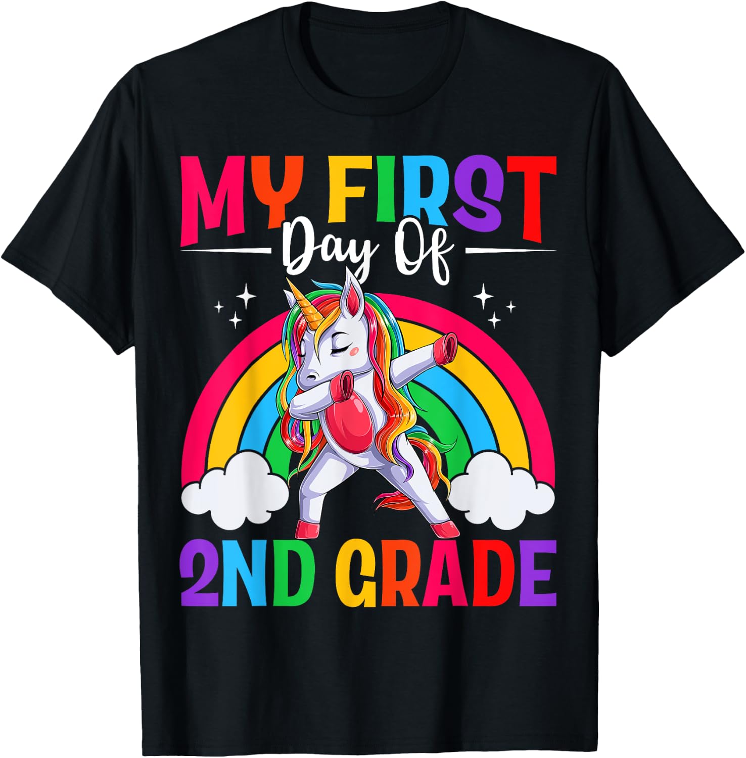 My First Day Of 2nd Grade Unicorn Second Grade Team Girls T-Shirt - T-Shirt | Black